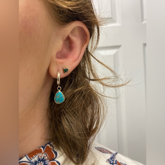 Rustic Roots Design Turquoise and Sterling Silver Drop Earrings - Picture 2 of 3